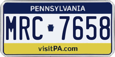 PA license plate MRC7658