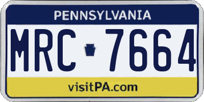 PA license plate MRC7664