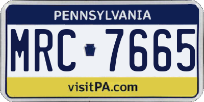 PA license plate MRC7665