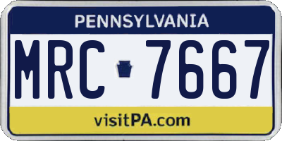 PA license plate MRC7667