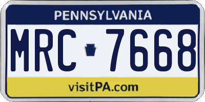 PA license plate MRC7668