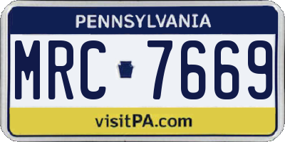 PA license plate MRC7669