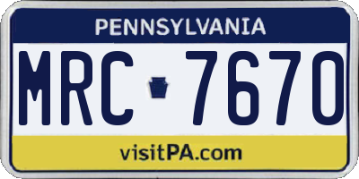 PA license plate MRC7670