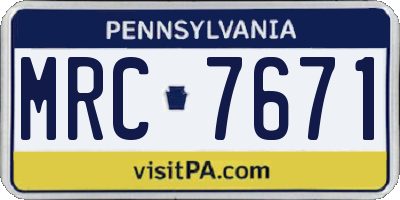 PA license plate MRC7671