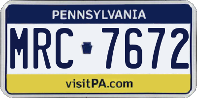 PA license plate MRC7672