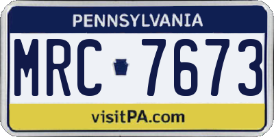 PA license plate MRC7673