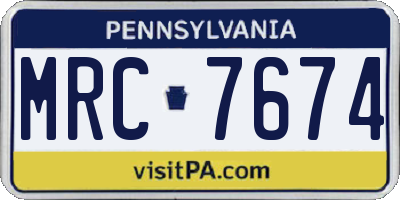 PA license plate MRC7674