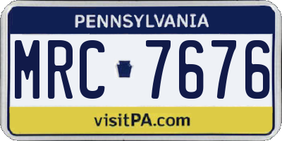 PA license plate MRC7676