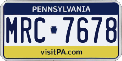 PA license plate MRC7678