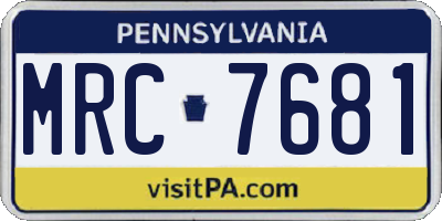 PA license plate MRC7681