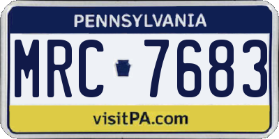 PA license plate MRC7683