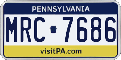 PA license plate MRC7686