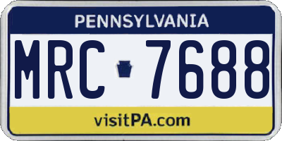 PA license plate MRC7688