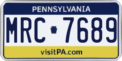 PA license plate MRC7689