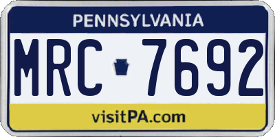 PA license plate MRC7692