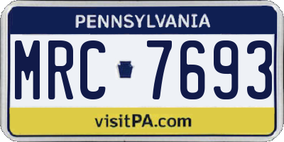 PA license plate MRC7693