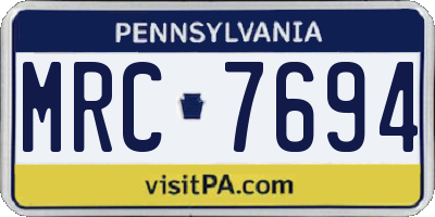PA license plate MRC7694