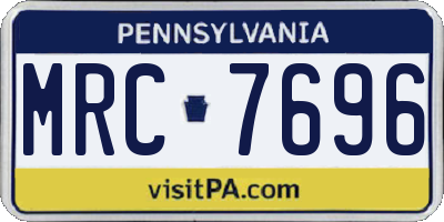 PA license plate MRC7696