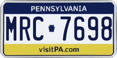 PA license plate MRC7698