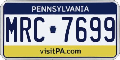 PA license plate MRC7699