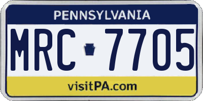 PA license plate MRC7705