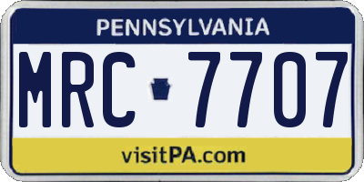 PA license plate MRC7707
