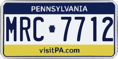 PA license plate MRC7712