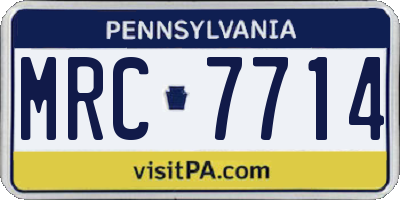 PA license plate MRC7714