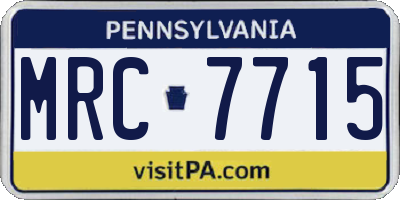 PA license plate MRC7715