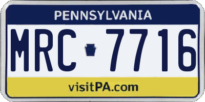 PA license plate MRC7716