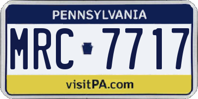 PA license plate MRC7717