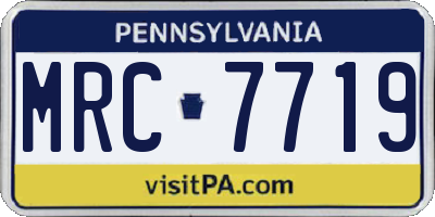 PA license plate MRC7719