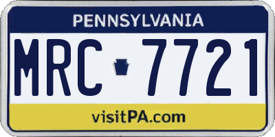 PA license plate MRC7721