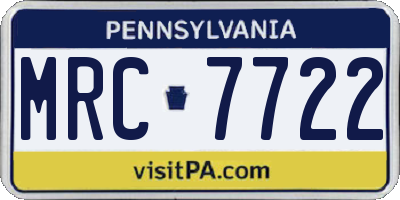 PA license plate MRC7722