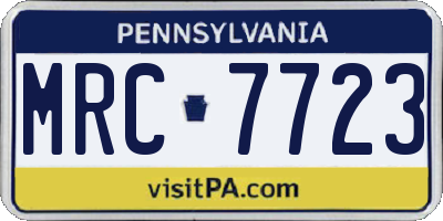 PA license plate MRC7723