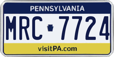 PA license plate MRC7724