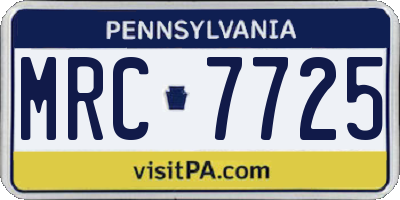 PA license plate MRC7725