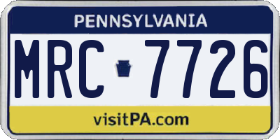 PA license plate MRC7726