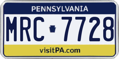 PA license plate MRC7728