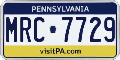 PA license plate MRC7729