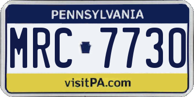 PA license plate MRC7730