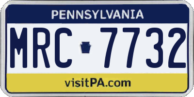 PA license plate MRC7732