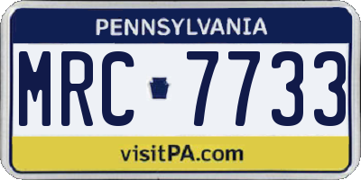 PA license plate MRC7733