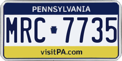 PA license plate MRC7735