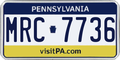 PA license plate MRC7736