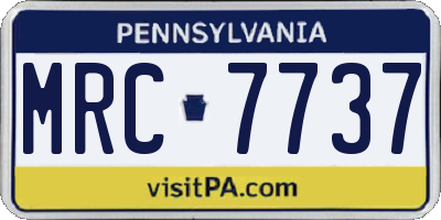 PA license plate MRC7737