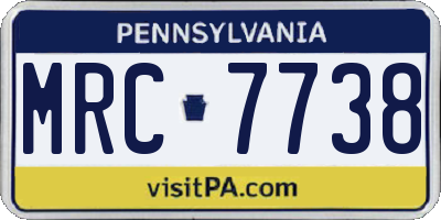 PA license plate MRC7738