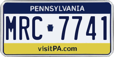PA license plate MRC7741