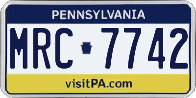 PA license plate MRC7742