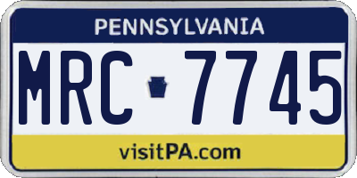 PA license plate MRC7745